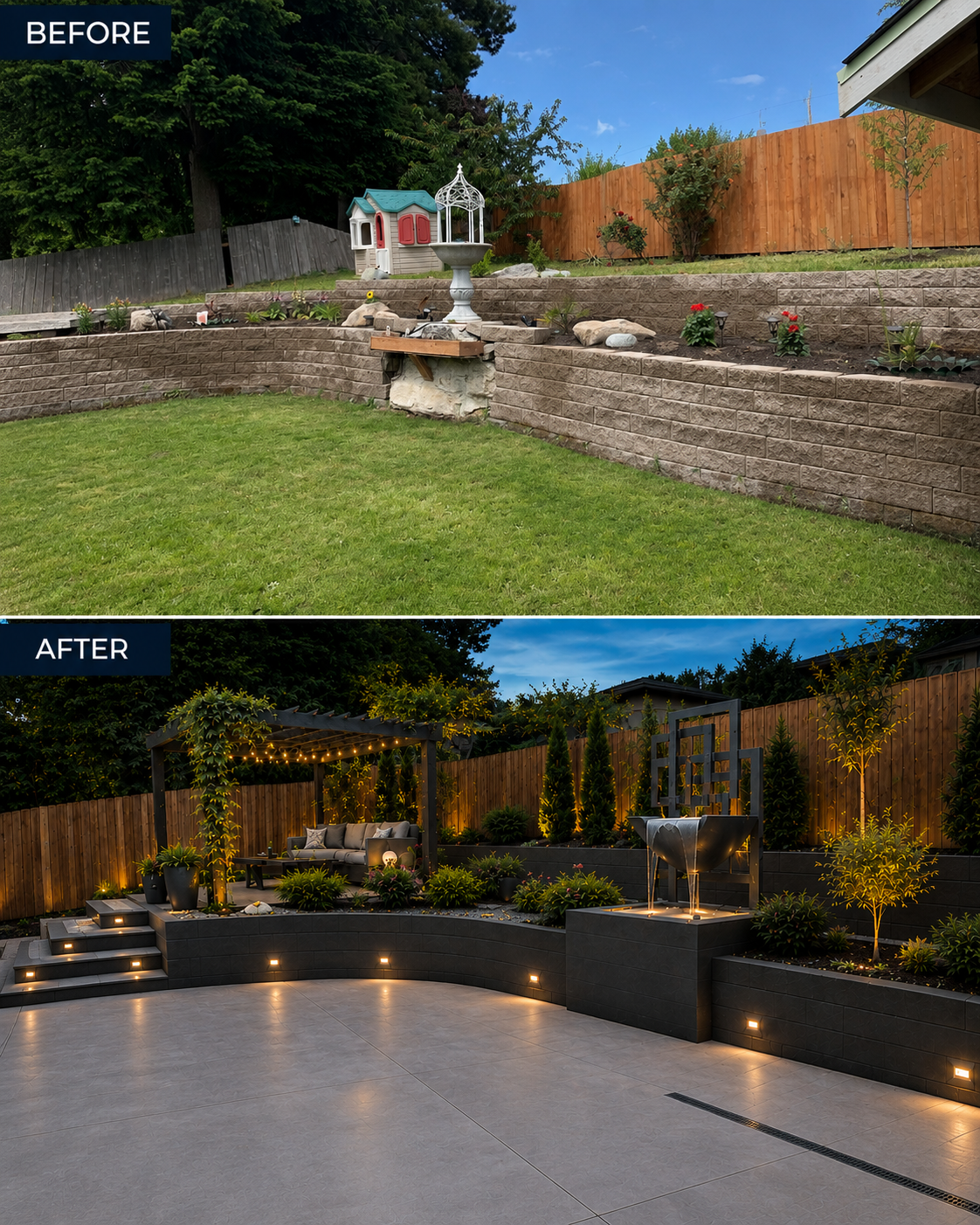Backyard transformation before and after by AJAN Design & Build
